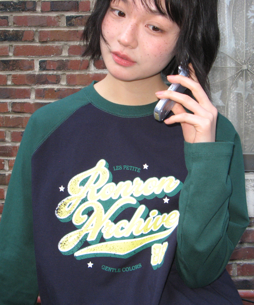 VINTAGE ARCHIVE RAGLAN LONG SLEEVE GREEN NAVY