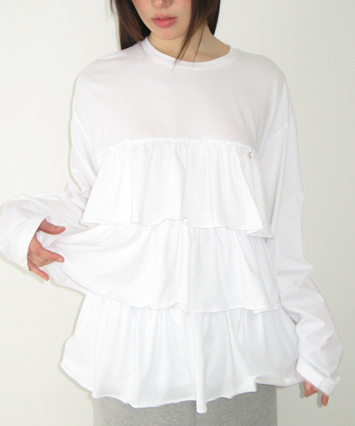 TIERED LAYERED LONG SLEEVE WHITE