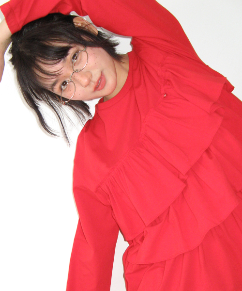 TIERED LAYERED LONG SLEEVE RED