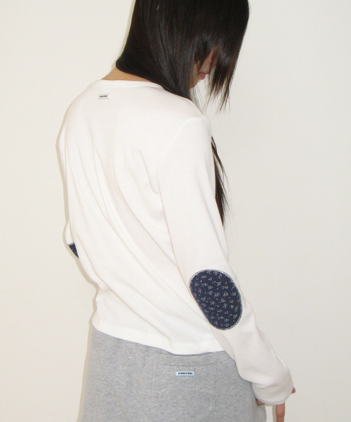 FLORAL ELBOW PATCH LONG SLEEVE WHITE