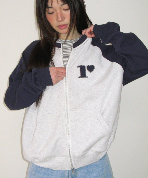 COLLARLESS RAGLAN ZIP UP WHITE MELNAGE