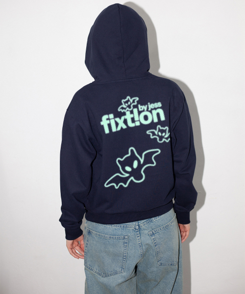 FIXT!ON 3-BATS HOOD ZIP-UP (BLACK)