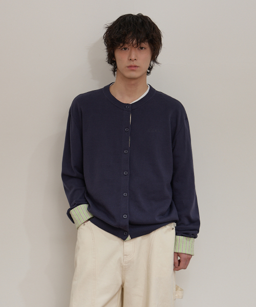 Stripe Roll Up Cardigan NAVY