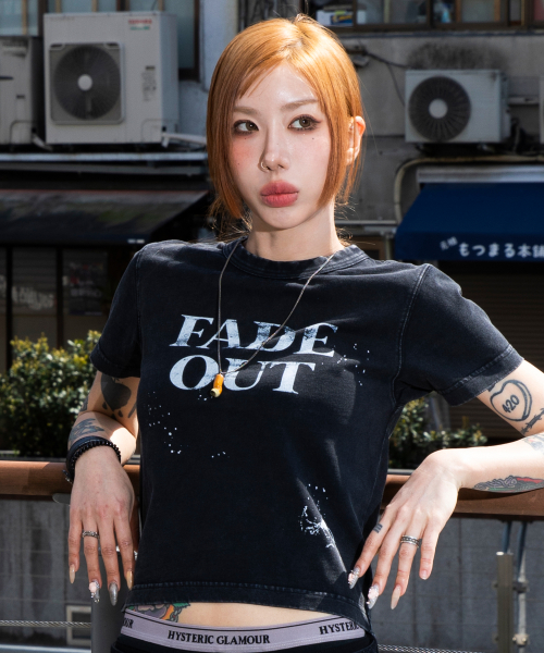 XF009 페이드 페인팅 워싱 티셔츠 (BLACK)