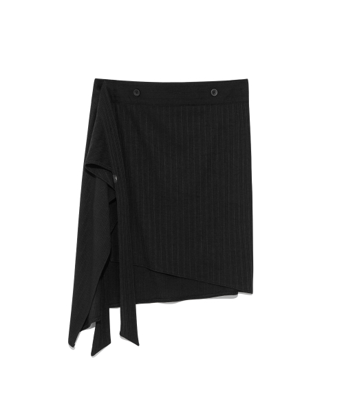 (w) TCM button layered skirt (black)