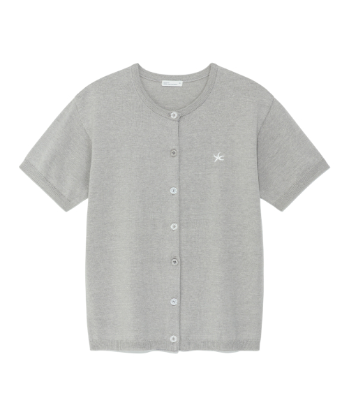 TCM button half knit cardigan (grey)