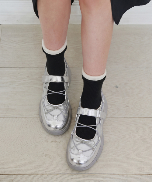 Tied-Up Utility Mary Janes -Silver (att6024)