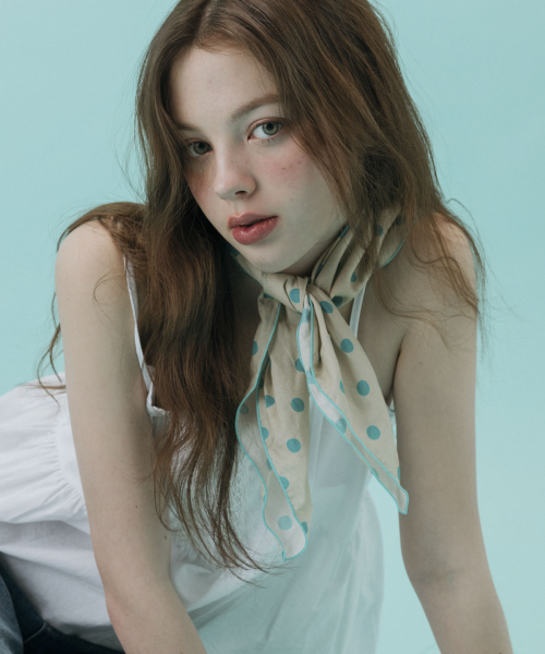POPPING MINT POLKA DOTS SCARF_BEIGE