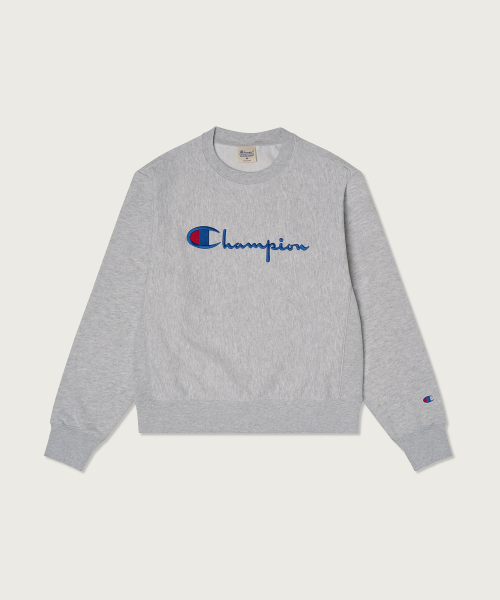 여성 리버스위브 빅 로고 크롭 스웨트셔츠 Light Grey