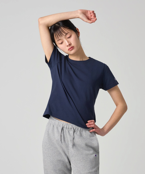 여성 C로고 슬림핏 티셔츠 Navy