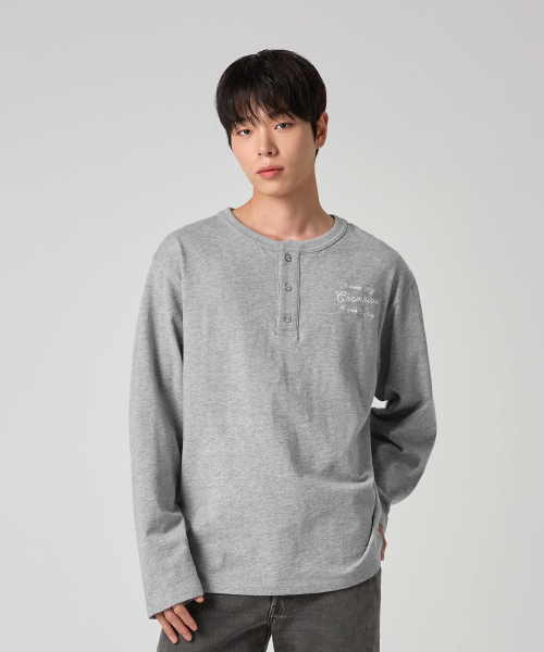 헤리티지 루즈핏 헨리넥 롱슬리브 티셔츠 Grey