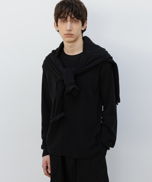 Waffle Crewneck Long Sleeve BLACK