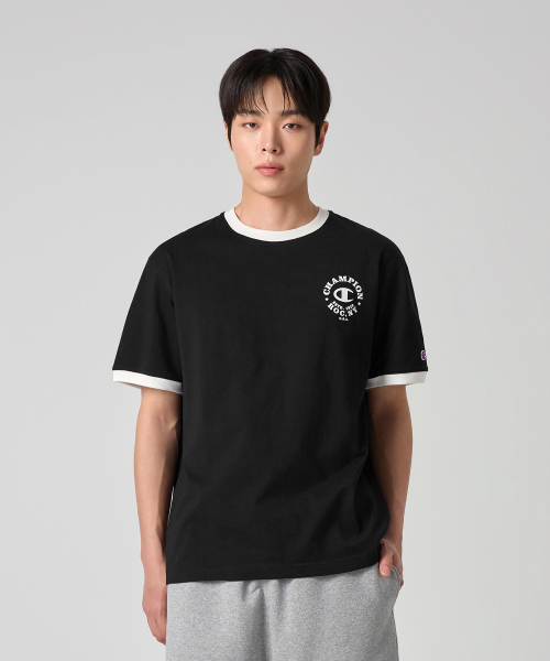 그래픽 프린트 링거 티셔츠 Black