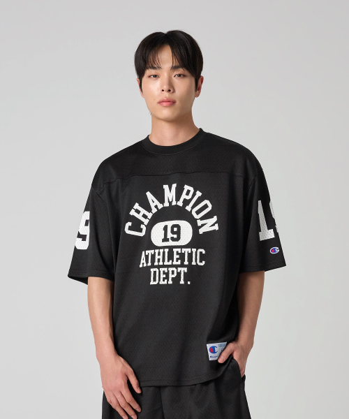 컬리지 메쉬 풋볼 저지 티셔츠 Black