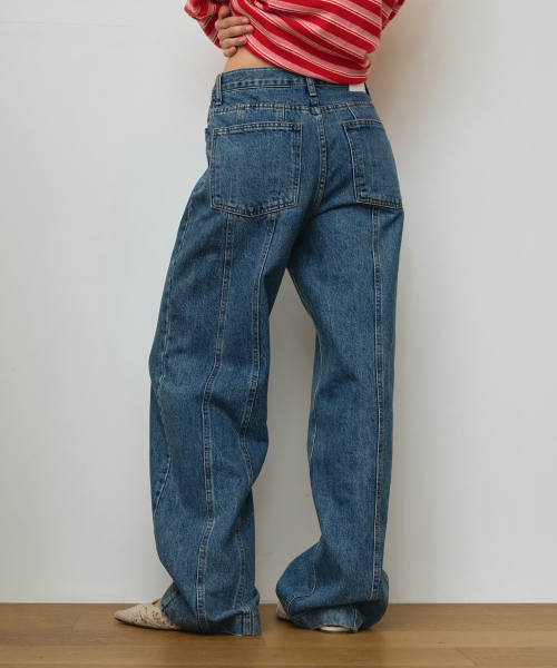 Blocks Denim Wide Fit Pants (Blue)