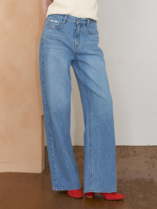 Semi Wide Stripe Denim Pants MU2611DN104M