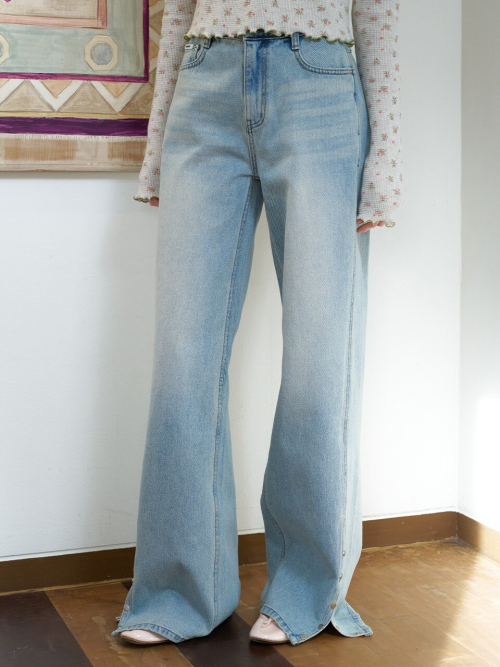 Side Snap Semi Wide Denim Pants MU2611DN103M