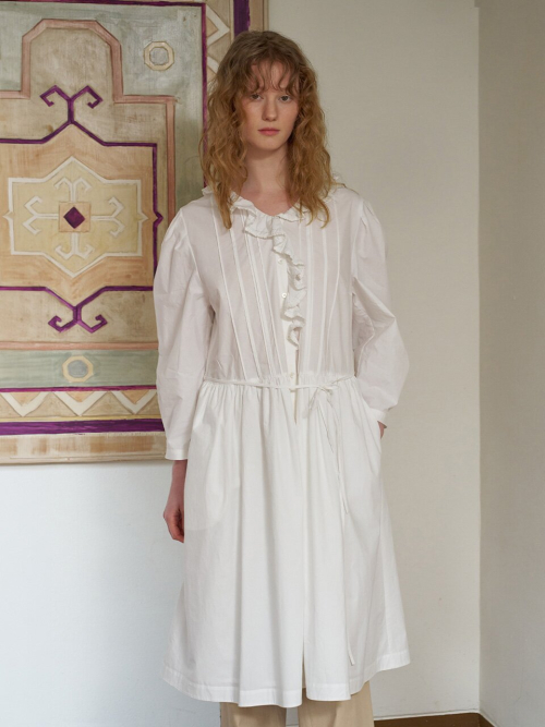 Ruffle Collar Pin-Tuck Dress MU2611OP105M