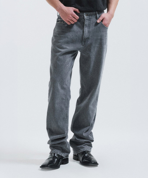 Banding denim pants - grey