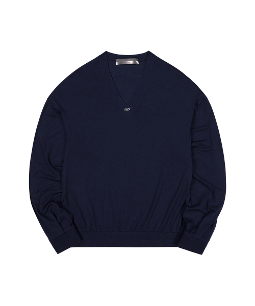 V Neck Banding Longsleeve - navy