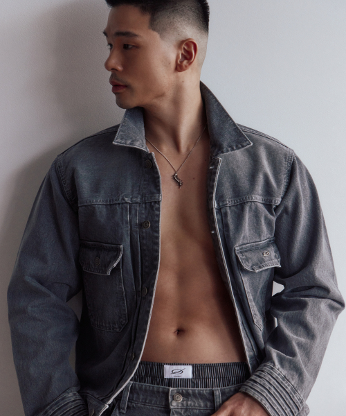 Louver denim jacket - grey