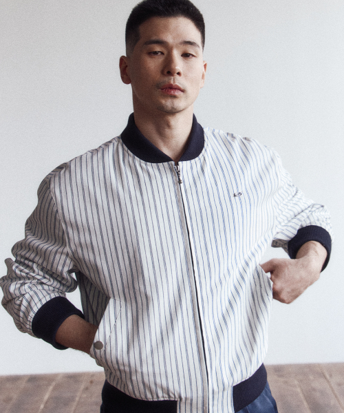 Stripe blouson - white