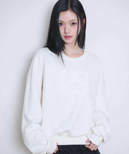 129 LOGO PATCH BALLOON SWEATSHIRT WHITE