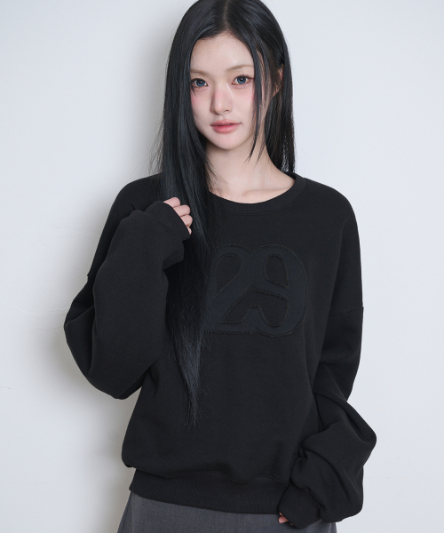 129 LOGO PATCH BALLOON SWEATSHIRT BLACK