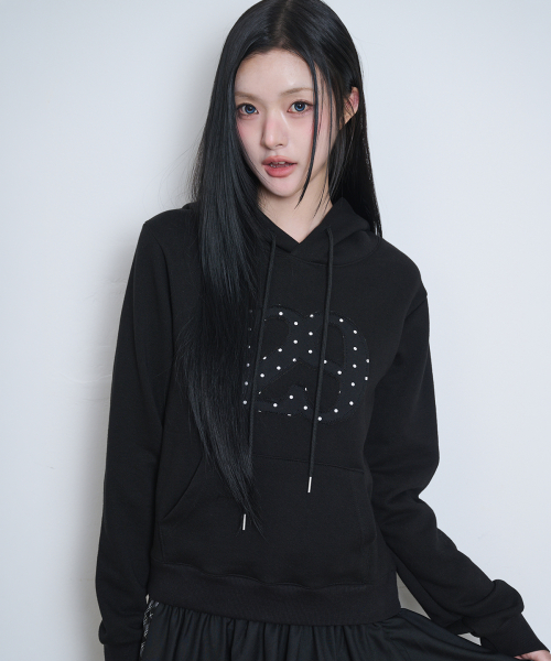 129 LOGO PATCH HOODIE BLACK
