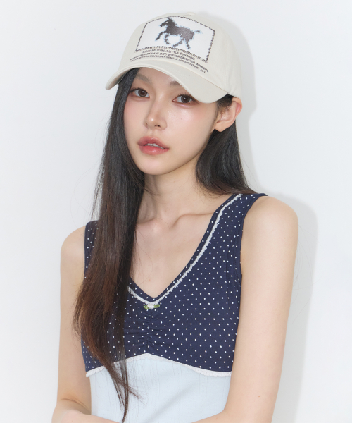 PONY PATCH BALL CAP CREAM