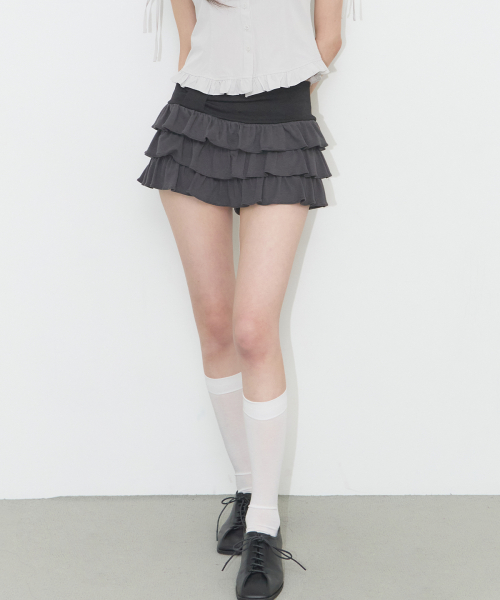 BOW CANCAN SKIRT PANTS CHARCOAL