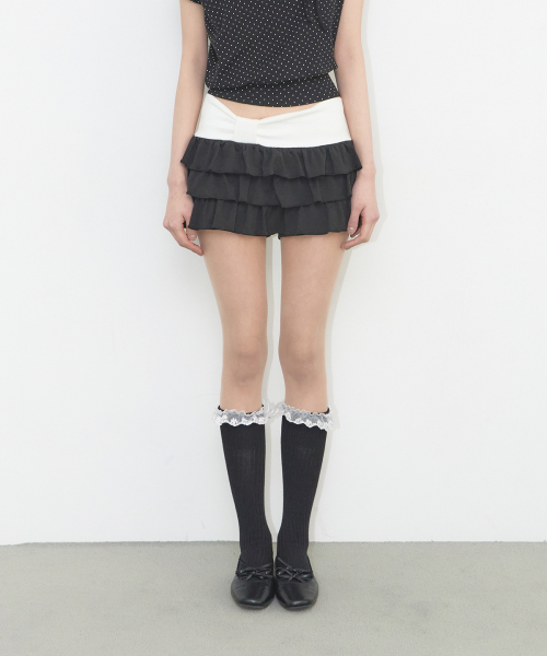 BOW CANCAN SKIRT PANTS BLACK