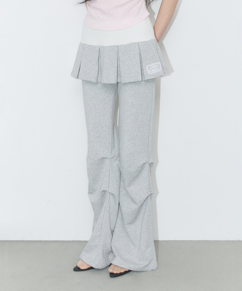 TWO-TONE PLEATED SKIRT PANTS MELANGE