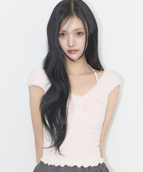 BUTTON HALTER SLEEVELESS PINK