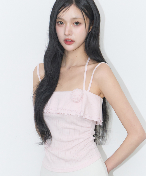 ROSE RUFFLE SLEEVELESS PINK