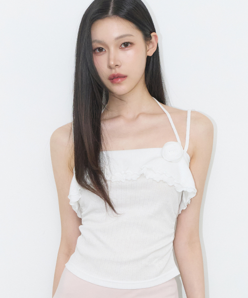 ROSE RUFFLE SLEEVELESS WHITE
