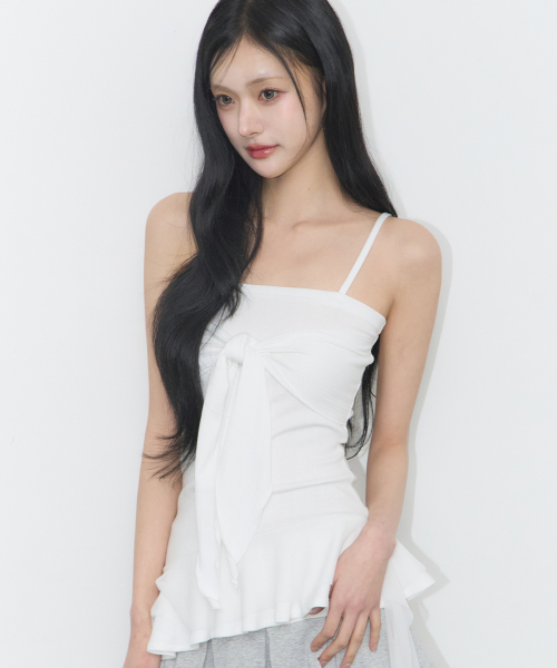 RIBBON TIE SLEEVELESS WHITE