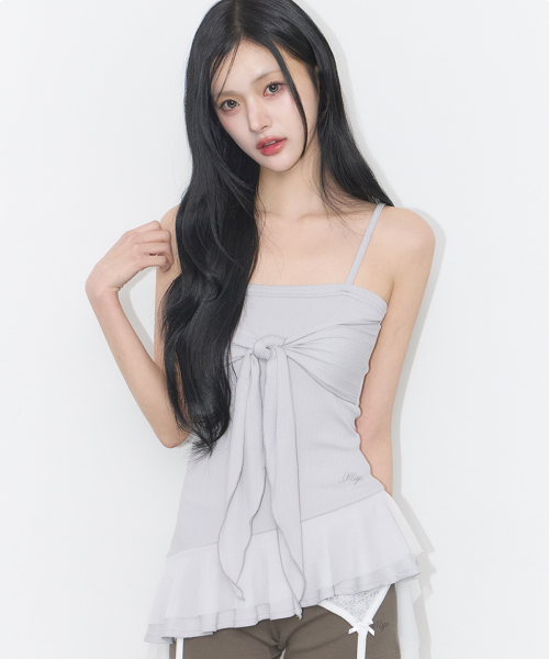 RIBBON TIE SLEEVELESS GRAY