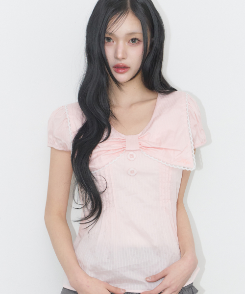 SAILOR BOW COLLARED BLOUSE PINK