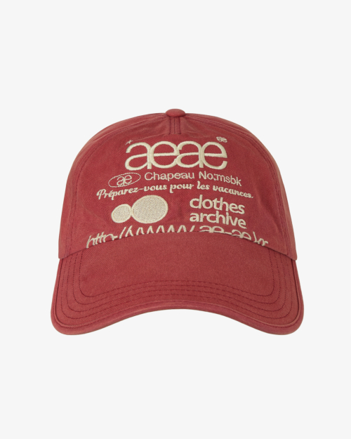 WEB LOGO WASHED 5 PANNEL BALL CAP [RED]