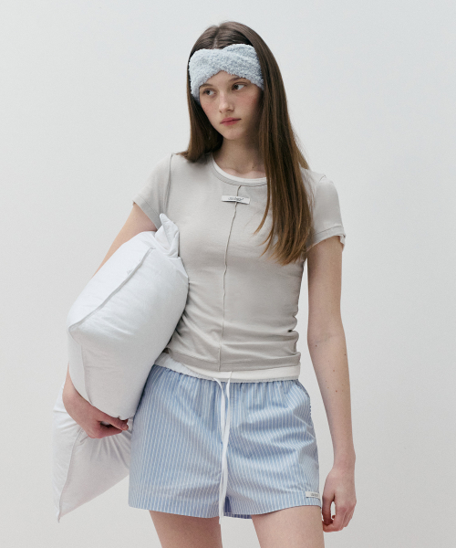 NUBASIC TENCEL U-NECK T-SHIRT L/GRAY