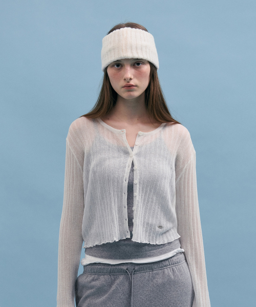 NUBASIC LINEN CARDIGAN WHITE