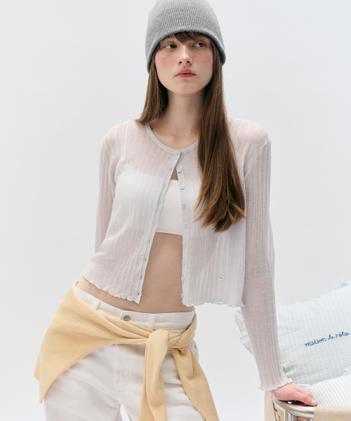 NUBASIC LINEN CARDIGAN BLUE