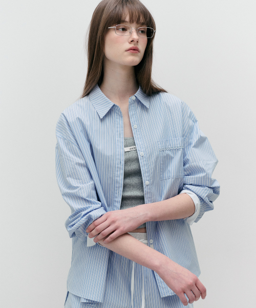 NUBASIC STRIPE SHIRTS BLUE