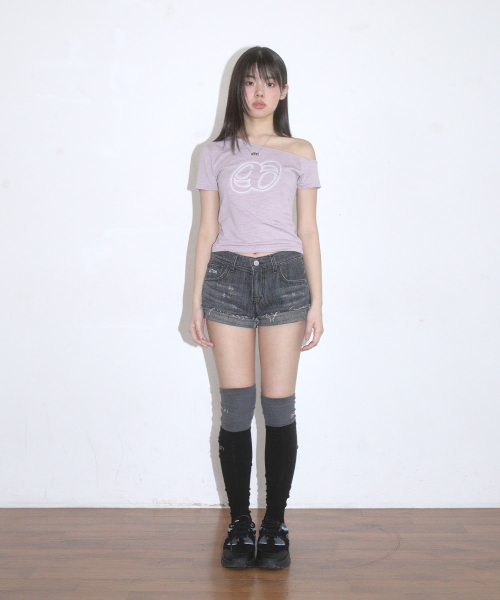FOLD DENIM SHORT PANTS / BLACK