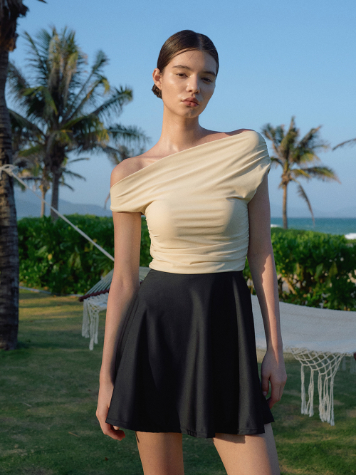 Unbalance Shirring Swimsuit[LMBDSW238]-2color