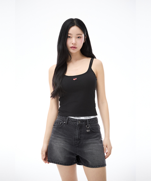 스몰 체리 더블 스트링 브라캡 슬리브리스 [블랙]