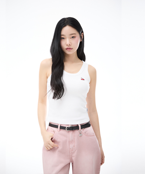 스몰 체리 슬림핏 슬리브리스 [화이트]