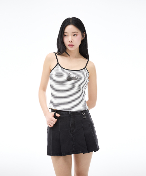 블러 체리 슬림핏 스트라이프 슬리브리스 [아이보리]