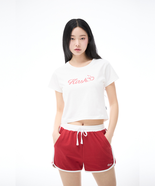 워딩 크롭 피그먼트 티셔츠 [화이트]